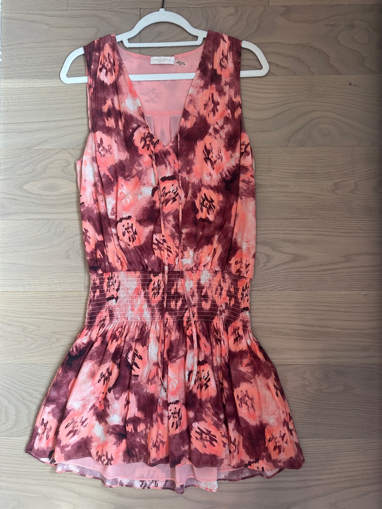 Ramy Brook Peach & Burgundy Patterned Dress